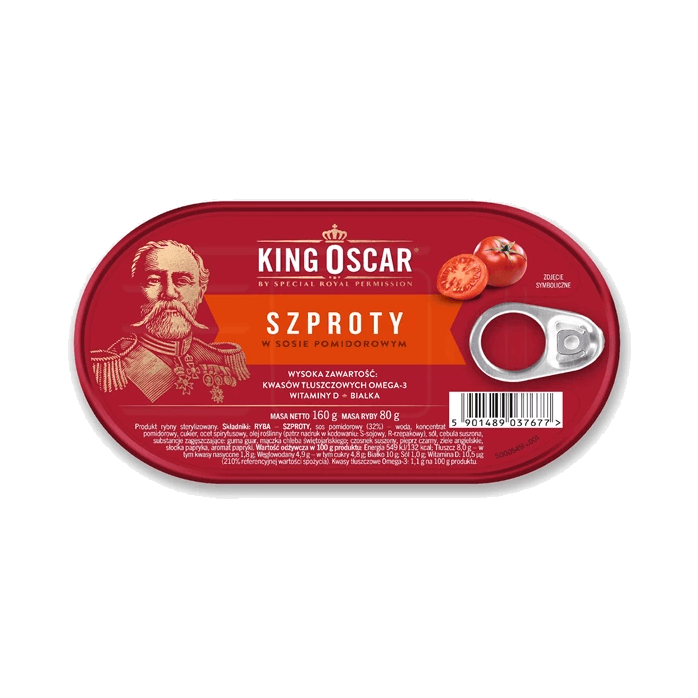 KING OSCAR SZPROTY W S POMIDOR 160G