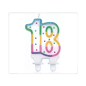 ŚWIECZKA CYFERKA Z KROPECZKAMI "18"