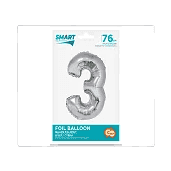 BALON FOLIOWY SMART CYFRA 3 SREBRNA