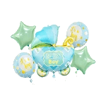 BALONY FOLIOWE ZESTAW WÓZEK NIEBIESK