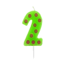 ŚWIECZKA CYFERKA "2" PIKER GROCHY 6C