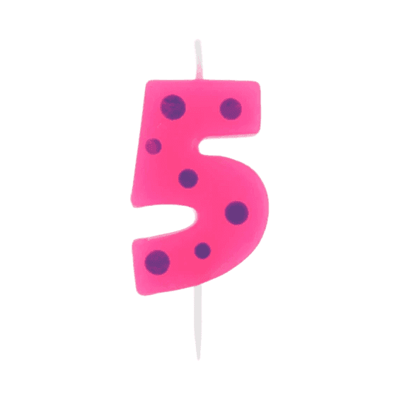 ŚWIECZKA CYFERKA "5" PIKER GROCHY 6C