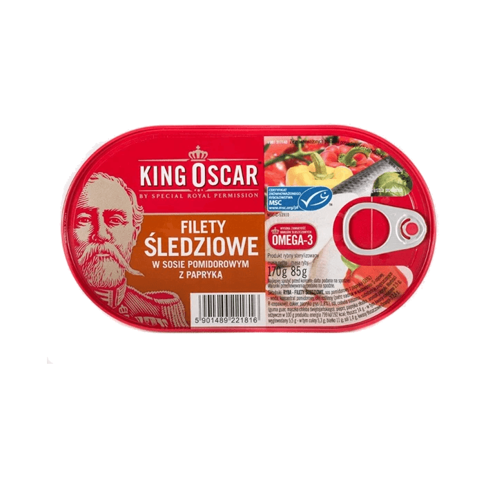 KING OSCAR FILET ŚLEDŹ PAPRYKA 160G