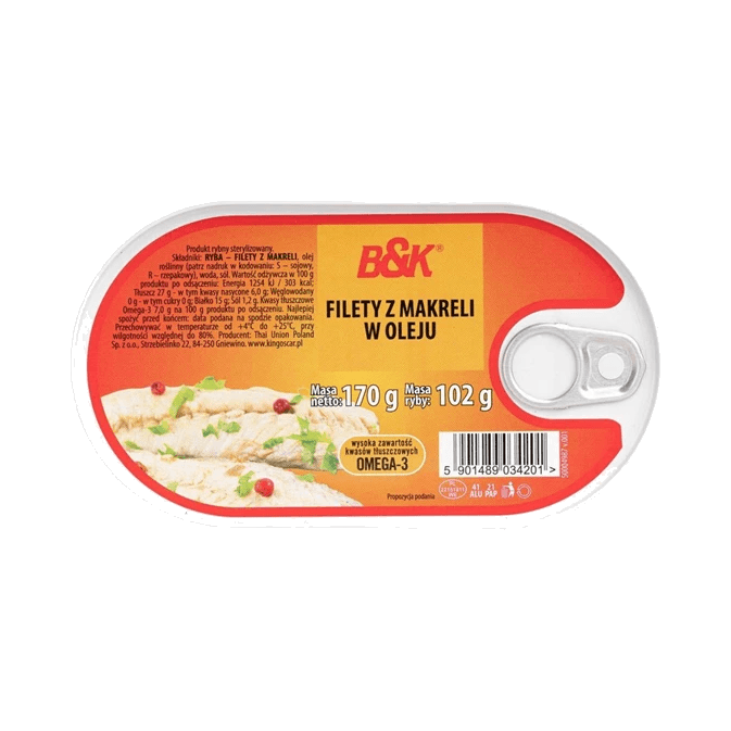 B&K FILETY Z MAKRELI W OLEJU 170G