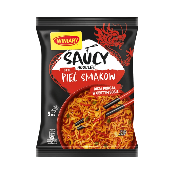 WINIARY SAUCY NOODLES PIĘĆ SMAK.92,5