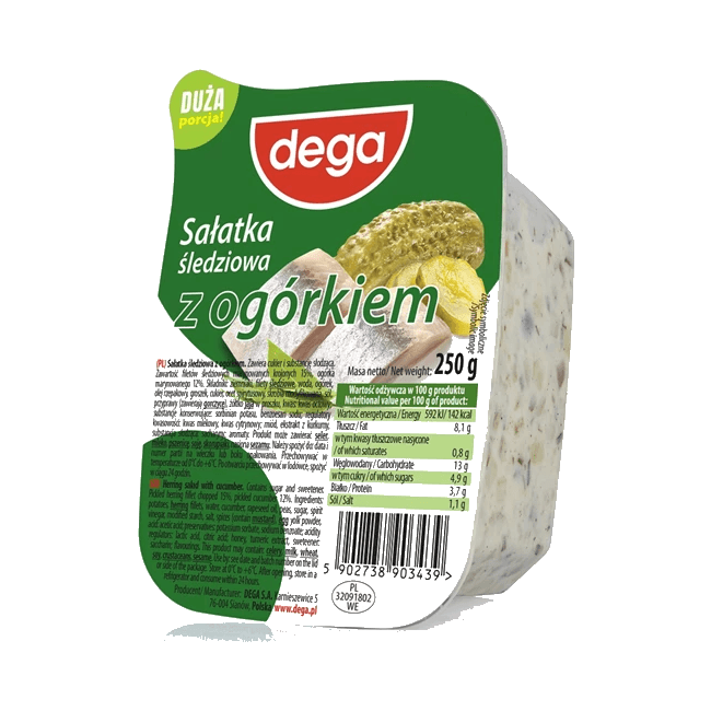 DEGA SAŁATKA ŚLEDZIOWA Z OGÓRK. 250G