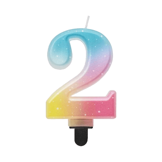ŚWIECZKA CYFERKA 2, OMBRE, PASTELOWA