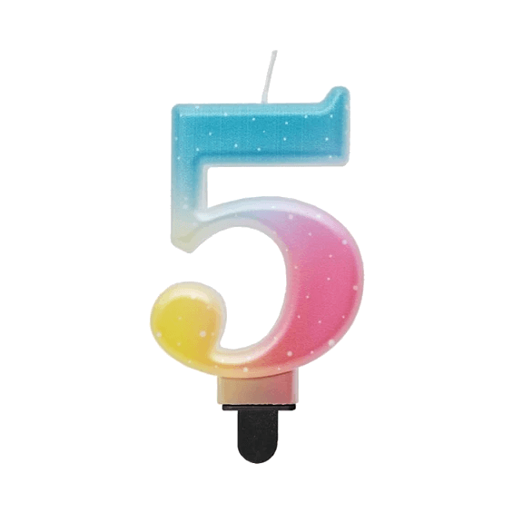 ŚWIECZKA CYFERKA 5, OMBRE, PASTELOWA