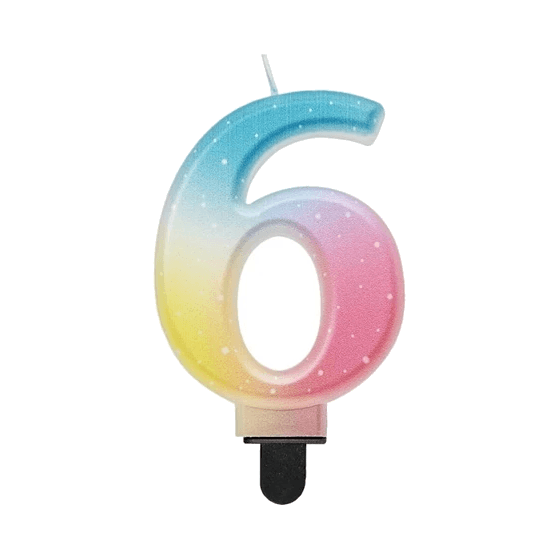 ŚWIECZKA CYFERKA 6, OMBRE, PASTELOWA