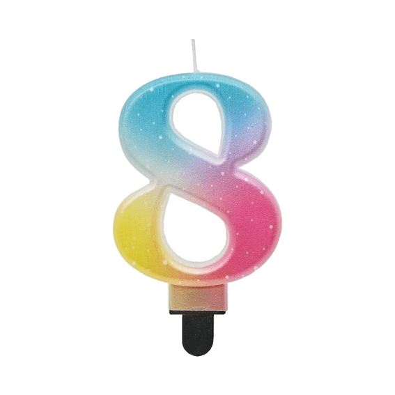 ŚWIECZKA CYFERKA 8, OMBRE, PASTELOWA