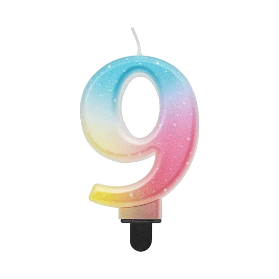 ŚWIECZKA CYFERKA 9, OMBRE, PASTELOWA