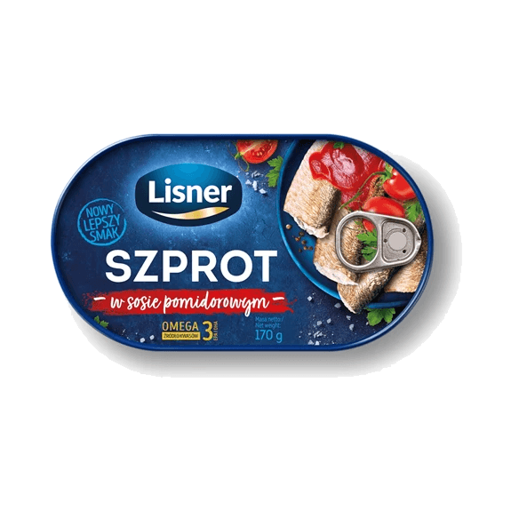 LISNER SZPROT W POMIDORACH 170G
