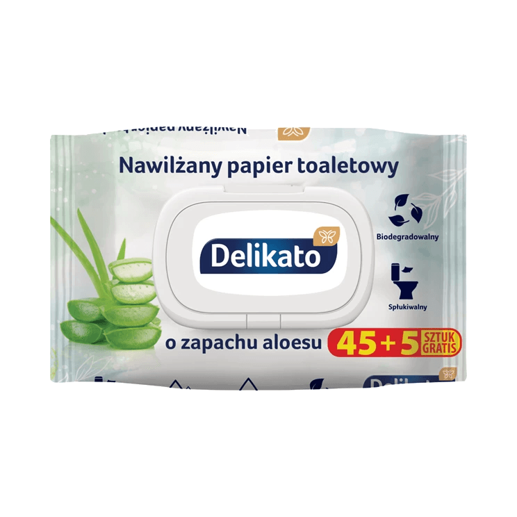 DELIKATO PAPIER TOAL NAWILŻ ALOE 45+