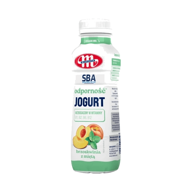 MLEKOVITA JOGURT BRZOSKWINIA Z MIĘTĄ