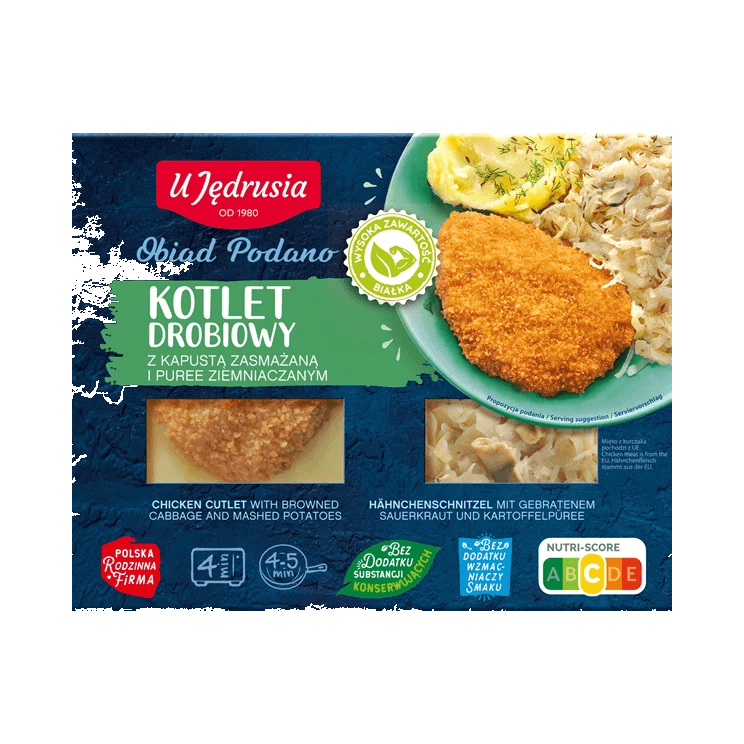 U JĘDRUSIA KOTLET DROB.KAPUSTA/PUREE